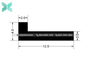 Gioăng cao su EPDM chữ L - 12mm x 4mm x 2mm Gioăng cao su EPDM chữ L - 12mm x 4mm x 2mm