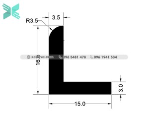 Gioăng cao su EPDM chữ L - 15mm x 16.5mm x 3mm Gioăng cao su EPDM chữ L - 15mm x 16.5mm x 3mm