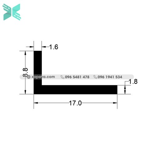 Gioăng cao su EPDM chèn cửa chữ L - 17x8.8x1.8