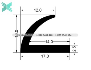 Gioăng cao su EPDM chèn cửa chữ L - 17x13x2.5 Gioăng cao su EPDM chèn cửa chữ L - 17x13x2.5
