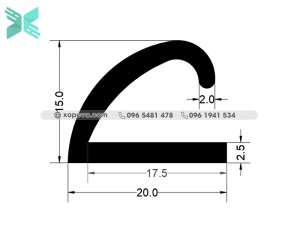 Gioăng cao su EPDM chèn cửa chữ L - 20x15x2.5 Gioăng cao su EPDM chèn cửa chữ L - 20x15x2.5