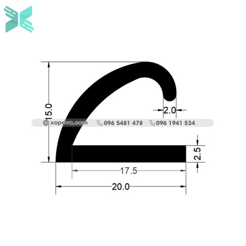 Gioăng cao su EPDM chèn cửa chữ L - 20x15x2.5