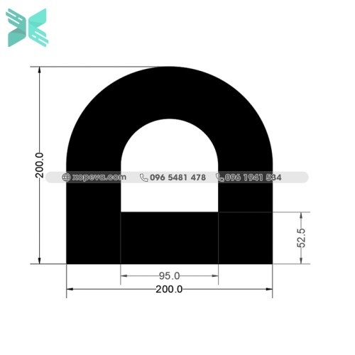 Đệm cao su EPDM chữ D  - 200x200x52.5