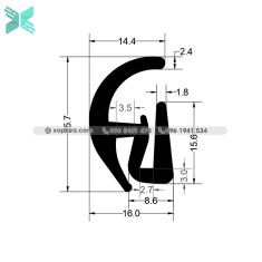 Gioăng cao su EPDM cho kính chữ S - 25.7x16x3 Gioăng cao su EPDM cho kính chữ S - 25.7x16x3