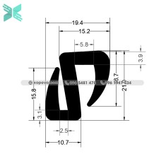 Gioăng cao su EPDM cho kính chữ S - 21x10.7x3.1 Gioăng cao su EPDM cho kính chữ S - 21x10.7x3.1