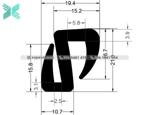 Gioăng cao su EPDM cho kính chữ S - 21x10.7x3.1 Gioăng cao su EPDM cho kính chữ S - 21x10.7x3.1