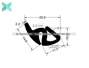 Gioăng cao su cho cửa chữ S - 10x20x2.2 Gioăng cao su cho cửa chữ S - 10x20x2.2