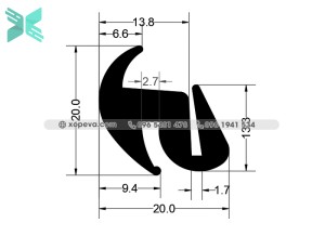 Gioăng cao su cho cửa chữ S - 20x20x5.5 Gioăng cao su cho cửa chữ S - 20x20x5.5