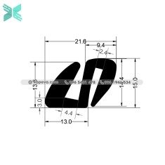 Gioăng cao su cho cửa chữ S - 21.6x15x3