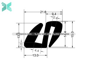 Gioăng cao su cho cửa chữ S - 21.6x15x3 Gioăng cao su cho cửa chữ S - 21.6x15x3